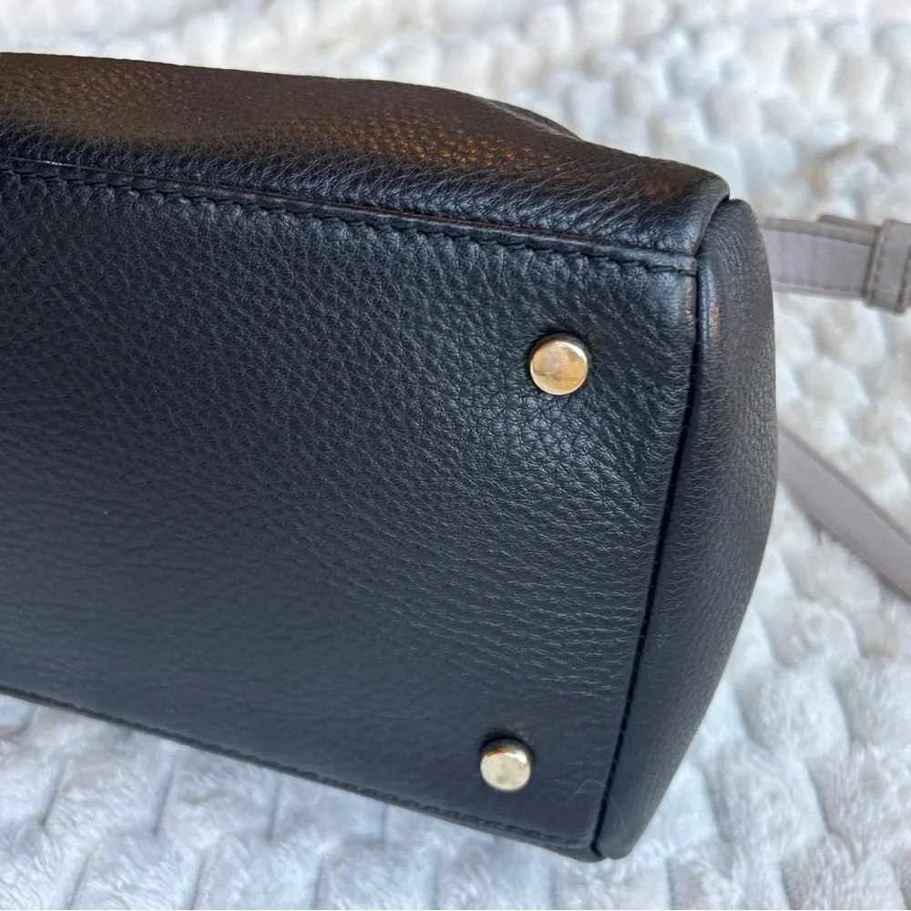 Price Drop** Kate Spade NY Black Taupe Colorblock Pebbled Leather Satchel